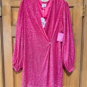 Buddy Love Pink Sequin Wrap Dress